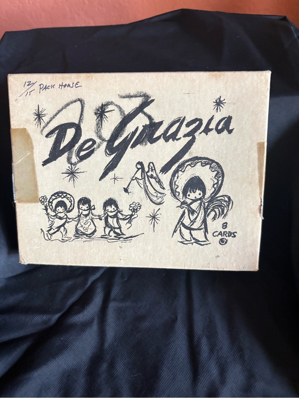 DeGrazia Vintage Card Box in Tan and Black